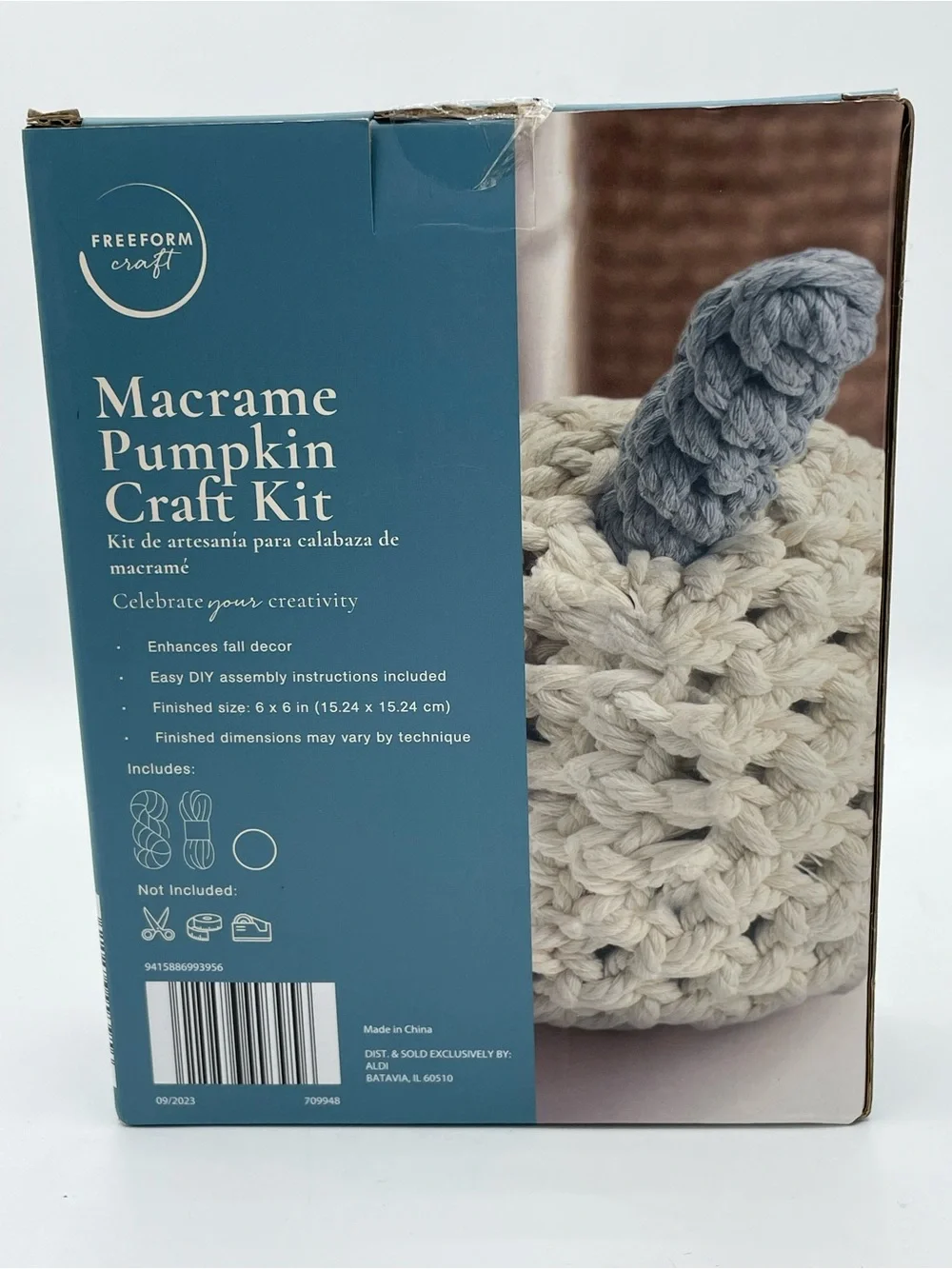 Freeform Craft Macrame Pumpkin Craft Kit - Cream & Rust - Picture 2 of 12